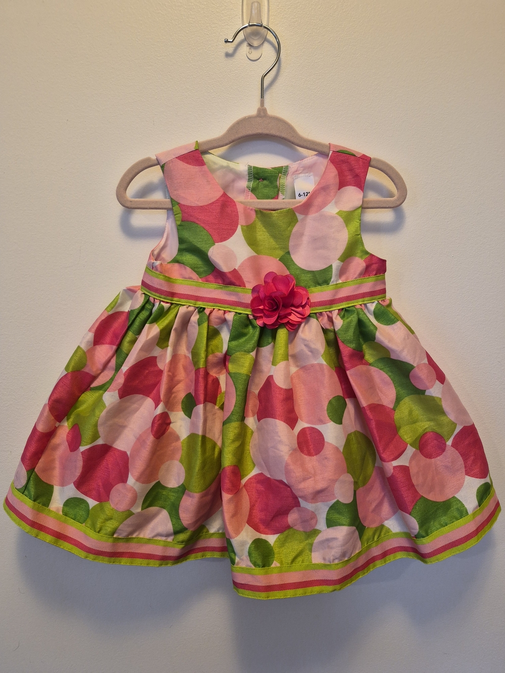 George Pink and Green Polka Dot Floral Belted Dress Baby Girl